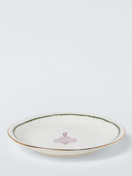 John Lewis Flora Christmas Fine China Tapas Plates, Set of 4, 15cm, White/Multi - view 2, Multi