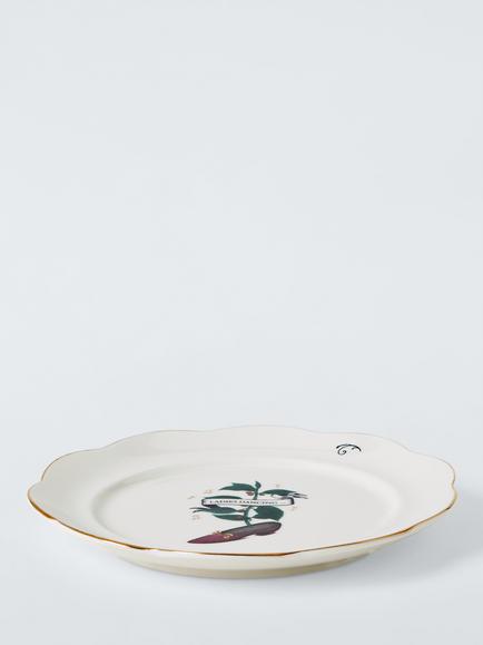 John Lewis 12 Days of Christmas 9 Ladies Dancing Fine China Side Plate, 19.6cm, White/Green - view 2, Multi