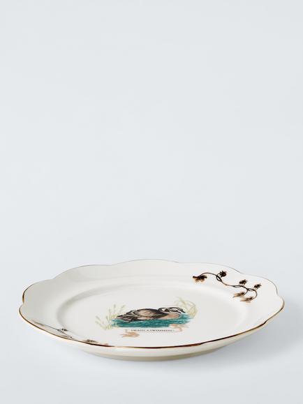 John Lewis 12 Days of Christmas 7 Swans a-Swimming Fine China Side Plate, 19.6cm, White/Green - view 2, Multi