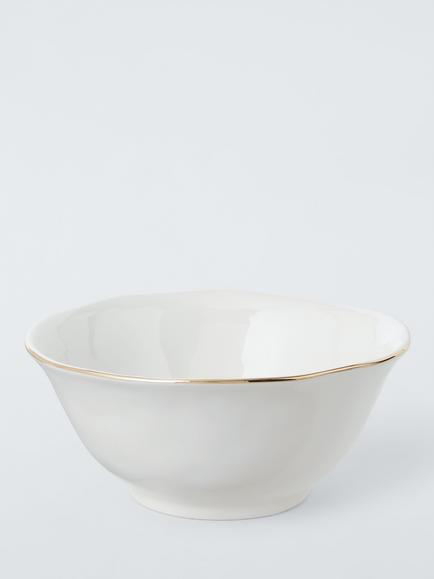 John Lewis Flora Gold Rim Fine China Cereal Bowl, 15.2cm, White, Multi