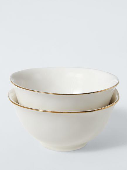 John Lewis Flora Christmas Fine China Bowls, Set of 2, 11.3cm, White/Multi, Multi