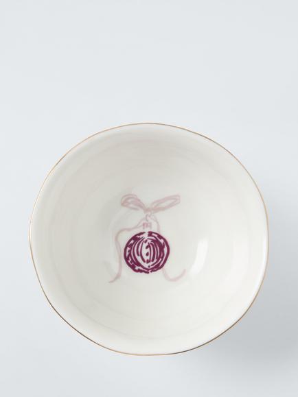 John Lewis Flora Christmas Fine China Bowls, Set of 2, 11.3cm, White/Multi - view 2, Multi