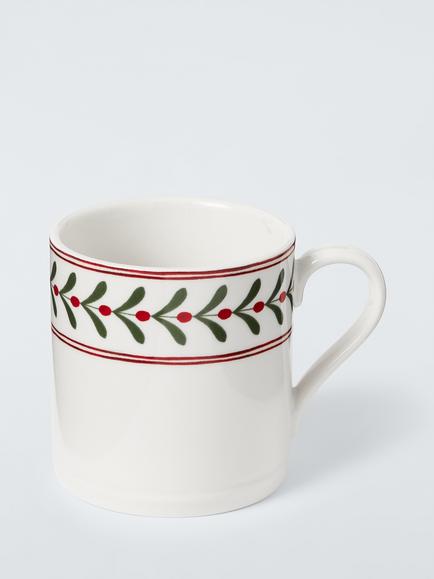 John Lewis Berry Border Fine China Mug, 270ml, White/Multi, White