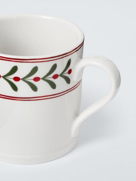 John Lewis Berry Border Fine China Mug, 270ml, White/Multi - view 2, White