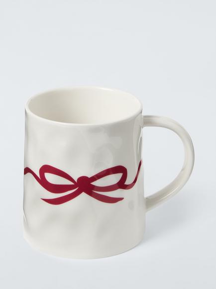 John Lewis Flora Bow Fine China Mug, 420ml, White, Multi