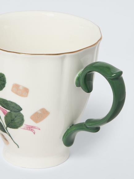 John Lewis 12 Days of Christmas 5 Gold Rings Fine China Mug, 350ml, White/Green - view 2, Multi