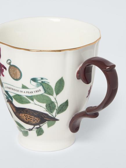 John Lewis 12 Days of Christmas Partridge in a Pear Tree Fine China Mug, 350ml, White/Green - view 2, Multi