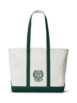Ralph Lauren Wimbledon Large Tote Bag, White, Moss Agate / White