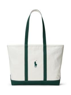 Ralph Lauren Wimbledon Large Tote Bag, White - view 2, Moss Agate / White