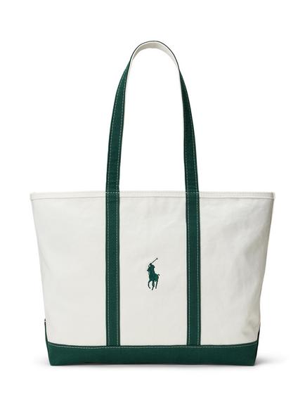 Ralph Lauren Wimbledon Large Tote Bag, White - view 2, Moss Agate / White