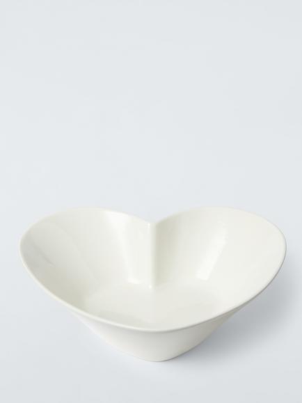 John Lewis Heart Fine China Serving Dish, 24cm, White, White