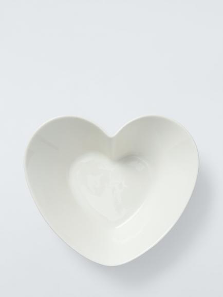 John Lewis Heart Fine China Serving Dish, 24cm, White - view 2, White