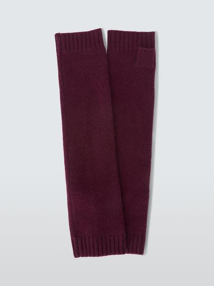 John Lewis Cashmere Fingerless Sleeves, Berry, Berry