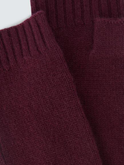 John Lewis Cashmere Fingerless Sleeves, Berry - view 2, Berry