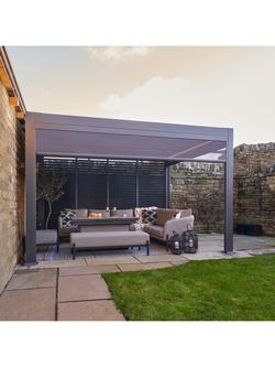 Pacific Abierto LED Light Electric Roof Pergola with Manual Side Blinds, 3 x 4m, Anthracite Grey - view 2, 