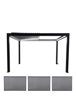 Pacific Abierto LED Light Electric Roof Pergola, 4 x 3m, Anthracite Grey, Anthracite Grey