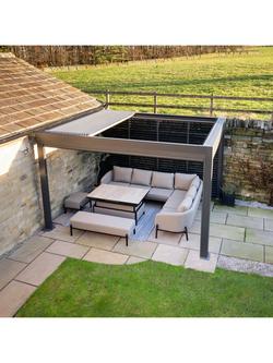 Pacific Abierto Rectangular LED Light Electric Roof Pergola, 4 x 3m, Grey - view 2, 