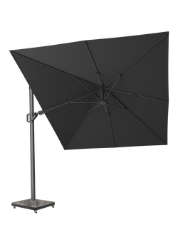 Pacific Premium Challenger T2 Rectangular Free-Arm Tilt Parasol & Base with Cover, 3.5 x 2.6m, Faded Black