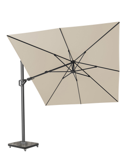 Pacific Premium Challenger T2 Rectangular Free-Arm Tilt Parasol & Base with Cover, 3.5 x 2.6m - view 2, Champagne