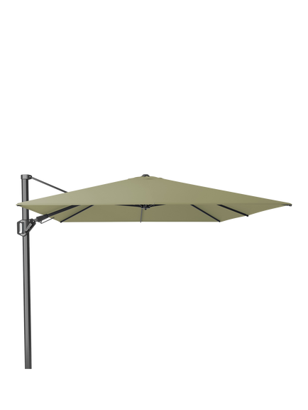 Pacific Premium Challenger T2 Rectangular Free-Arm Tilt Parasol & Base with Cover, 3.5 x 2.6m, Lush Green