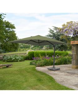 Pacific Premium Challenger T2 Rectangular Free-Arm Tilt Parasol & Base with Cover, 3.5 x 2.6m - view 2, Lush Green