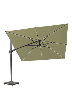 Pacific Premium Challenger T2 Square Free-Arm Tilt Parasol & Base with Cover, 3m, Lush Green