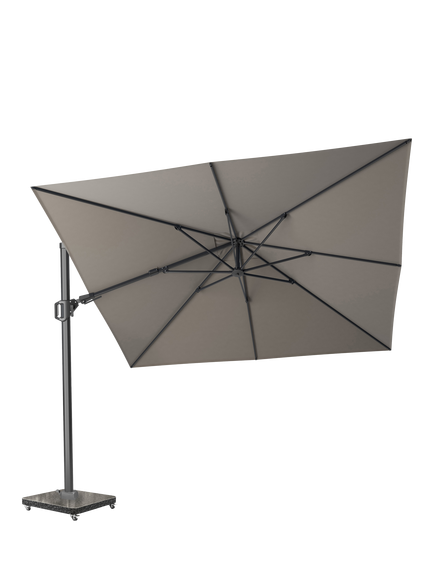 Pacific Premium Challenger T2 Square Free-Arm Tilt Parasol & Base with Cover, 3m, Manhattan Grey