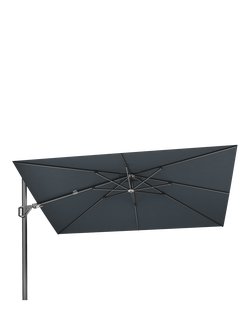 Pacific Challenger Teak T2 Rectangular Premium Free-Arm Tilt Parasol & Base with Cover, 3.5 x 2.6m, Anthracite Grey, Anthracite Grey