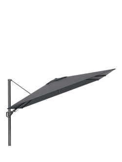 Pacific Challenger Teak T2 Rectangular Premium Free-Arm Tilt Parasol & Base with Cover, 3.5 x 2.6m, Anthracite Grey - view 2, Anthracite Grey