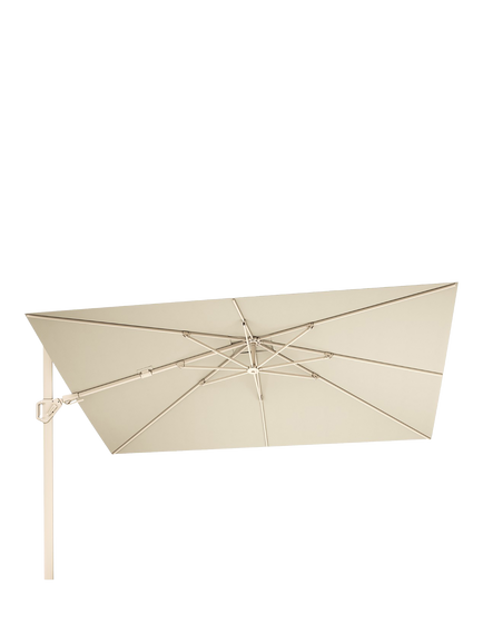 Pacific Challenger T2 Square Premium Free-Arm Tilt Parasol & Base with Cover, 3.5m, Champagne, Champagne
