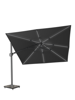 Pacific Premium Glow Challenger T2 Square LED Light Parasol with Cover, 3m, Anthracite Grey