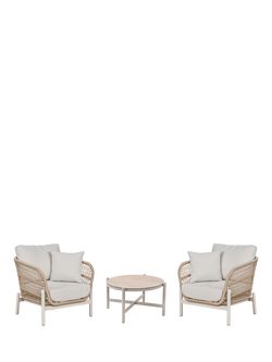 Pacific Martic 2-Seater Round Garden Bistro Coffee Table & Chairs Set, Natural, Natural