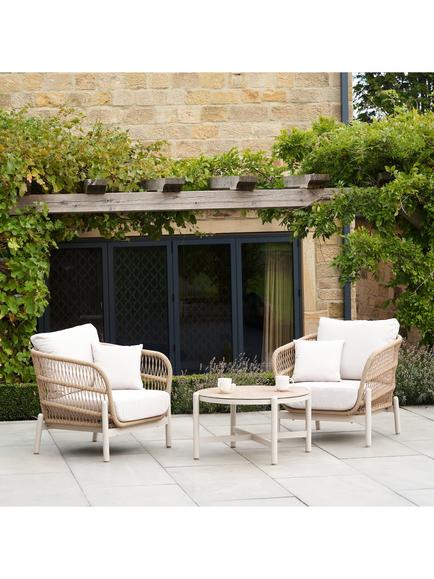 Pacific Martic 2-Seater Round Garden Bistro Coffee Table & Chairs Set, Natural - view 2, Natural