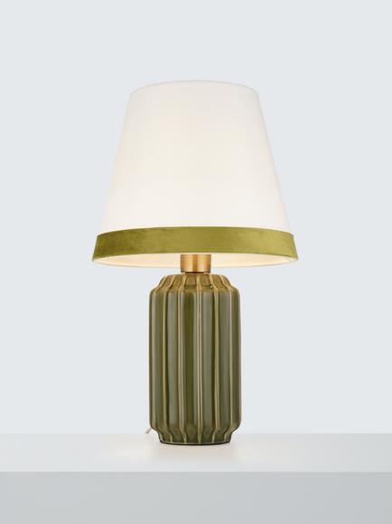 John Lewis Audrey Fluted Ceramic Table Lamp, Dark Olive