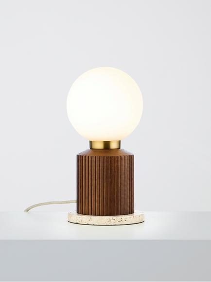 John Lewis Hudson Reeded Wood Table Lamp, Walnut Effect, Walnut Effect