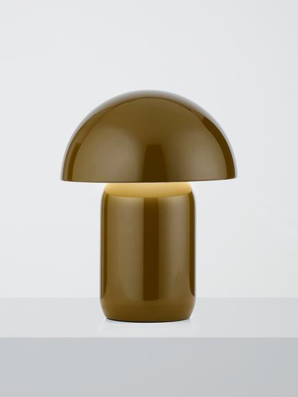 John Lewis Mushroom Rechargeable Portable Dimmable Table Lamp, Bronze Green, Bronze Green