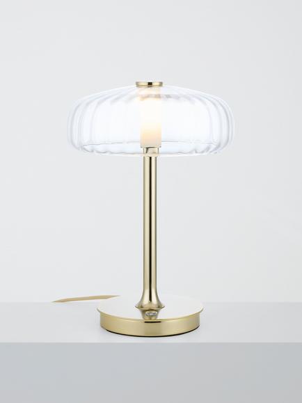 John Lewis Parafina Glass Shade Table Lamp, Polished Brass Effect, Polished Brass Effect