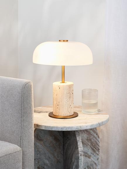 John Lewis Porcini Marble Mini Table Lamp, Off White - view 2, Off White