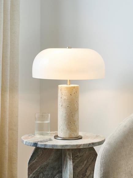 John Lewis Porcini Marble Table Lamp, Off White - view 2, Off White