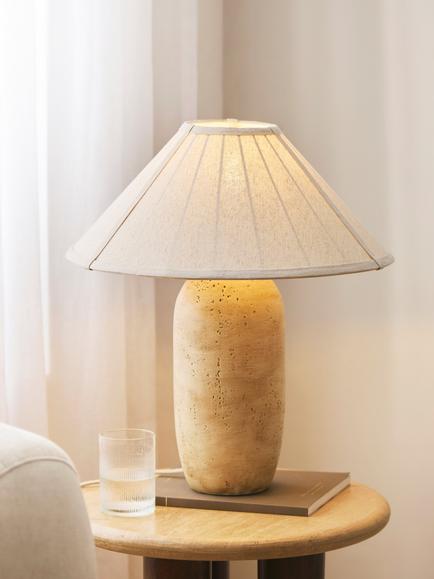 John Lewis Rune Concrete Table Lamp, Sandstone Effect - view 2, Sandstone Effect