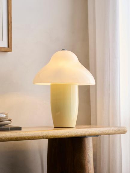 John Lewis Nora Glass Table Lamp, Buttermilk - view 2, Buttermilk