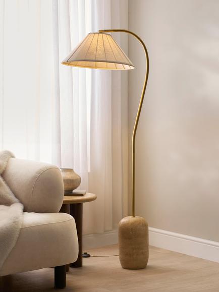 John Lewis Rune Floor Lamp, Sandstone Effect - view 2, Sandstone Effect
