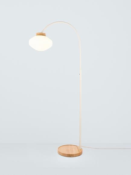John Lewis Temple Wood and Metal Base Floor Lamp, Ash Wood, Ash Wood