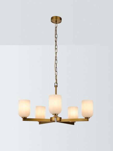 John Lewis Samir 5 Arm Pendant Ceiling Light, Antique Brass, Antique Brass