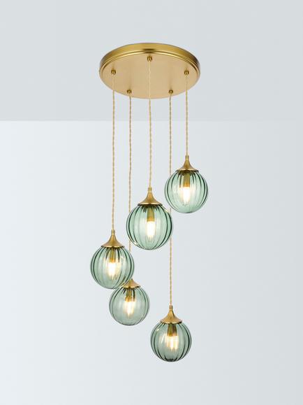 John Lewis Austen Glass Cluster Pendant Ceiling Light, Green, Green