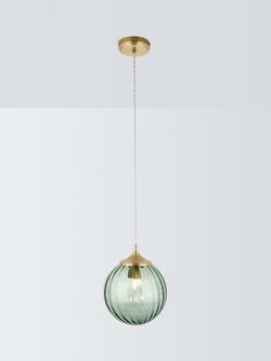 John Lewis Austen Glass Pendant Ceiling Light, Green, Green