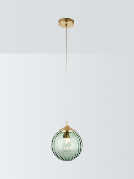 John Lewis Austen Glass Pendant Ceiling Light, Green, Green