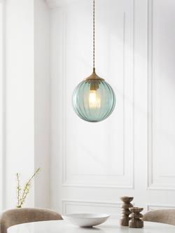 John Lewis Austen Glass Pendant Ceiling Light, Green - view 2, Green