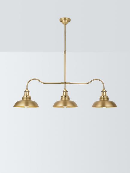John Lewis Baldwin 3 Pendant Over Diner Bar Ceiling Light, Antique Brass, Antique Brass