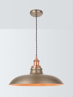 John Lewis Baldwin Wide Pendant Ceiling Light, Aged Pewter, Pewter
